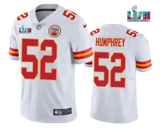 Men??s Kansas City Chiefs #52 Creed Humphrey White Super Bowl LVII Patch Vapor Untouchable Limited Stitched Jersey